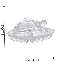 Haridwar Divine Pure Sphatik Crystal Good Luck Feng Shui Tortoise Kachua Turtle with Plate Decorative Showpiece - (Crystal, Clear)-thumb2