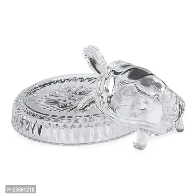 Haridwar Divine Pure Sphatik Crystal Good Luck Feng Shui Tortoise Kachua Turtle with Plate Decorative Showpiece - (Crystal, Clear)-thumb4