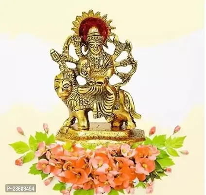 Haridwar Divine  Metal Maa Durga Idol Sherawali Ambe Rani MATA | Maa Durga Murti Idol Statue Small - 9 X 4.5 X 11-thumb3