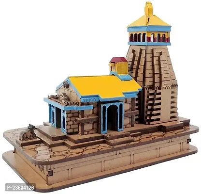 Haridwar Divine Shri Kedarnath Dham Temple in Wood Color 3D Model Mandir Statue - 9 X 5.5 X 10 Cm, Multicolour