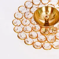 Haridwar Divine  Brass Crystal Round Akhand Diya for Pooja Home Diwali Mandir Decoration Light Lamp Oil Deep-thumb1