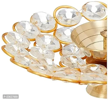Haridwar Divine Akhand Diya Diyas Decorative Brass Crystal Oil Lamp, Tea Light Holder Lantern Oval Shape Home Decor Puja LampDiwali Pooja, Temple, Birthday, Wedding , Anniversary
