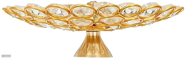 Haridwar Divine  Brass Akhand Diya with Crystal Beads - Traditional Handcrafted Puja Lamp  Gifting Item (Golden_5 inch)-thumb2