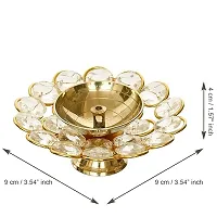 Haridwar Divine  Brass Akhand Diya with Crystal Beads - Traditional Handcrafted Puja Lamp  Gifting Item (Golden_5 inch)-thumb3