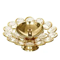 Haridwar Divine Solimo Brass Diya for Puja - Decorative Crystal Akhand Diya - Oil Pooja Lamp for Home Decor-thumb1