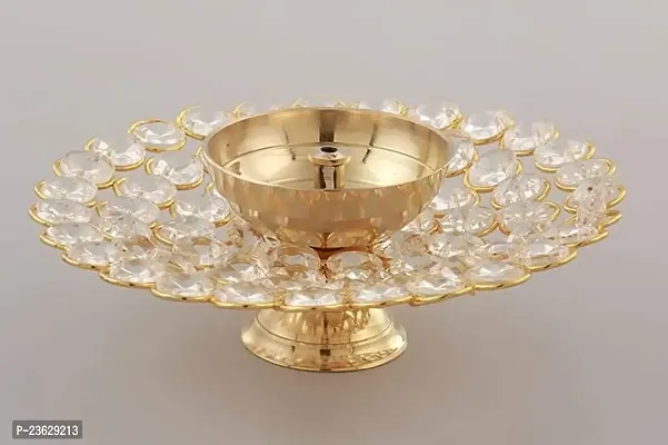 Haridwar Divine Crystal Akhand Diya - Round Design Oil Puja Lamp for Pooja Rituals, Deep Gift, and Diwali Diya Decoration in Home and Office Decorative Items-thumb3
