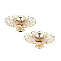 Haridwar Divine Crystal Diya for Diwali Decoration - Brass Diya for Puja Oil Puja Lamp - Diwali Decoration Items for Home Decor and Diwali Gifts (Golden, 12 X 4 Cm) (Pack of 2)-thumb2