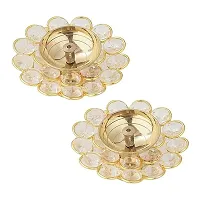 Haridwar Divine Crystal Diya for Diwali Decoration - Brass Diya for Puja Oil Puja Lamp - Diwali Decoration Items for Home Decor and Diwali Gifts (Golden, 12 X 4 Cm) (Pack of 2)-thumb3