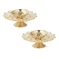 Haridwar Divine Pack of 2 Crystal Akhand Diya for Diwali Decoration - Brass Diya for Puja Oil Puja Lamp - Diwali Decoration Items for Home Decor and Diwali Gifts-thumb3