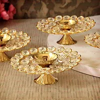 Haridwar Divine  Set of 4 Bowl Shape Crystal Golden Brass Diyas for Diwali, Navratri, Dussehra, and Other Festive Occasions-thumb1