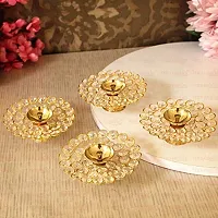 Haridwar Divine  Pack of 4 Crystal Akhand Diya for Diwali Decoration - Brass Diya for Puja Oil Puja Lamp-thumb2