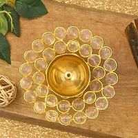 Haridwar Divine  Brass Akhand Diya Oil Lamp for Puja - Large Round Crystal Deepak for Home Office Pooja Articles Decor-thumb1