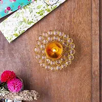 Haridwar Divine  Brass Akhand Diya Oil Lamp for Puja - Large Round Crystal Deepak for Home Office Pooja Articles Decor-thumb3