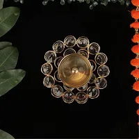 Haridwar Divine  Pack of 1 Crystal Akhand Diya for Diwali Decoration - Brass Diya for Puja Oil Puja Lamp-thumb1
