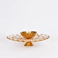 Haridwar Divine  Brass Crystal Round Akhand Diya for Pooja Home Diwali Mandir Decoration Light Lamp Oil Deep-thumb1