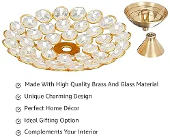 Haridwar Divine  Handcrafted Crystal Brass Akhand Diya 1 Pc- 12 X 12 X 4 Cm-thumb2
