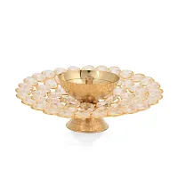 Haridwar Divine Crystal Akhand Diya Oil Puja Lamp Decorative Round for Home Office Gifts Pooja Articles Decor (Medium, Golden) - 4.75 X 1.5 Inch-thumb2