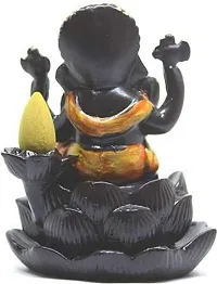 Haridwar Divine  Resin Flower Ganesha Waterfall Backflow Incense Holder - Ganesh Idol Showpiece with 10 Incense Cone Sticks-thumb2