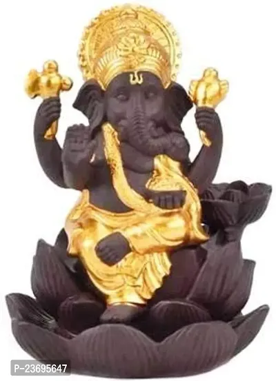 Haridwar Divine Presents Amazing Flower Ganesha Backflow Incense Holder - Ganesh Idol Showpiece | Ganesh Incense Holder | Ganesh Waterfall Incense Holder with 10 Free Incense Cone Sticks