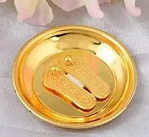 Haridwar Divine Maa Lakshmi Charan Paduka with Golden Plate for Wealth Success-thumb1