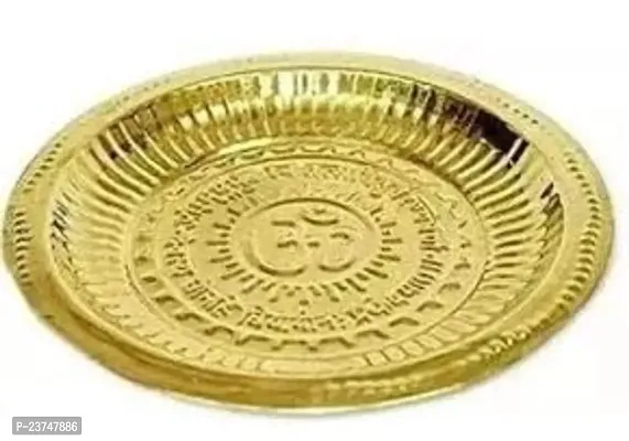 Haridwar Divine Pooja Thali || Plate with Om Symbol and Gayatri Mantra in Center-thumb0