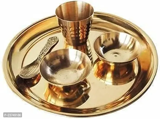 Haridwar Divine  Laddu Gopal Bhog Thali Set,Bhog Bartan for Puja/Bhog for Mandir (1 Set, Brass) Brass (5 Pieces, Gold)