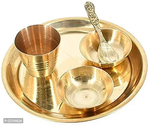 Haridwar Divine Brass Brass Ladoo Gopal Bhog Plate,Thakur Ji Bhog Thali,Plate Set for Home,Office Mandir, Temple Set of 5-thumb5