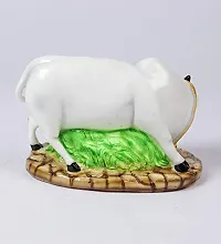 Haridwar Divine Poly Resin Decorative White Cow with Calf Showpiece Cow showpieces for Home Decor Cow Calf Idol for Home kamdhenu Cow Idol-thumb2