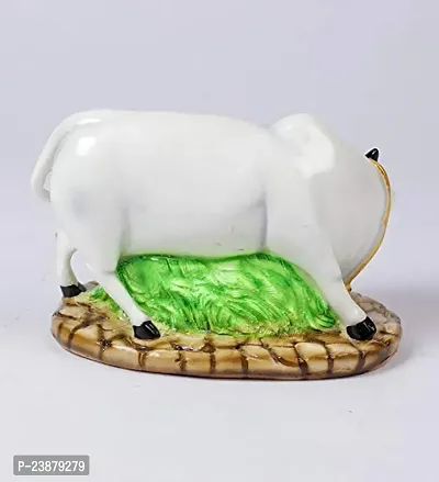 Haridwar Divine Poly Resin Decorative White Cow with Calf Showpiece Cow showpieces for Home Decor Cow Calf Idol for Home kamdhenu Cow Idol-thumb3