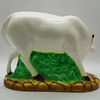 Haridwar Divine Poly Resin Decorative White Cow with Calf Showpiece Cow showpieces for Home Decor Cow Calf Idol for Home kamdhenu Cow Idol-thumb3