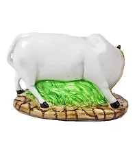 Haridwar Divine White Cow and Calf Statue Polyresin Statue for Goodluck, Prosperity-thumb1