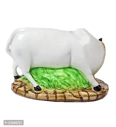 Haridwar Divine White Cow and Calf Statue Polyresin Statue for Goodluck, Prosperity-thumb2