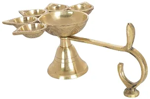 Haridwar Divine Brass Pancharti Diya Special for Navratri, Diwali Pooja Arti PanchMukhi Five Face Diya Oil Lamp for Home and Mandir Lighting Decorations-thumb2