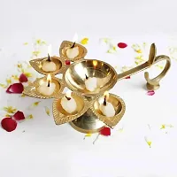 Haridwar Divine Brass Pancharti Diya Special for Navratri, Diwali Pooja Arti PanchMukhi Five Face Diya Oil Lamp for Home and Mandir Lighting Decorations-thumb3