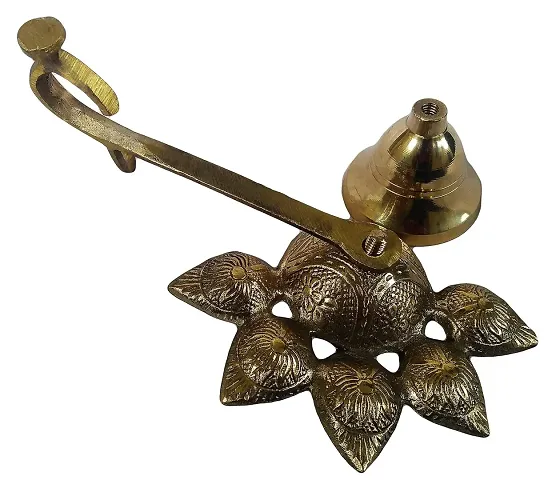 Haridwar Divine  Metal Brass Panch Aarti Lamp Pancharti Diya Oil Lamp Puja Aarti Diya Panch Mukhi Aarti Deepak Oil Lamp Puja Accessory for Gifting and Religious Purpose 5 Face Brass Diya Lamp