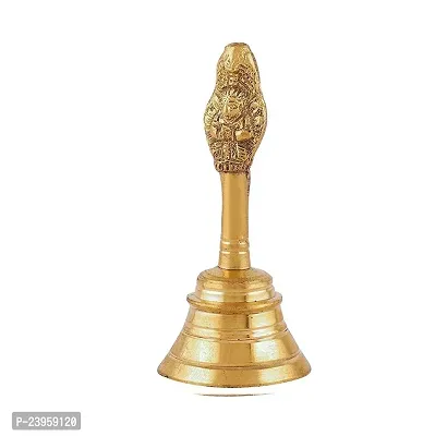 Haridwar Divine  Brass Garud Bell for Pooja Handcrafted Pure Brass Puja Bell with Garud Sitting Handle for Temple Brass Pooja Bell-thumb2