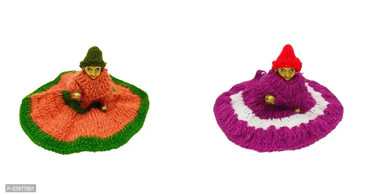 Haridwar Divine  Laddu Gopal Woolen Dress for Winter Size 0 no God Dress for Krishna Ladoo Gopal Mix Color Poshak (set of 2)-thumb0