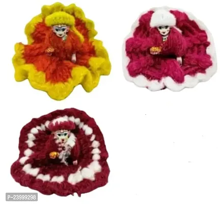 Haridwar Divine  Ladoo Gopal Woolen Poshak Laddu Gopal Woolen Dresses Dev Vastra for Size 0 Multicolor Mix Designs Set of 3