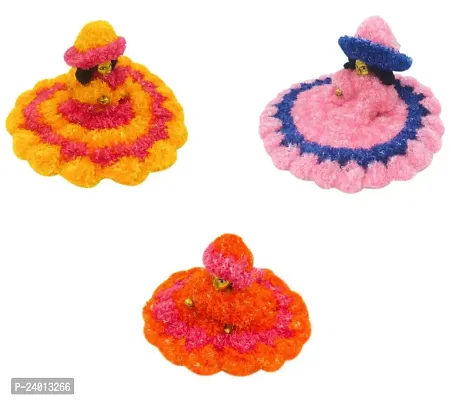 Haridwar Divine Bal Gopal Krishna Idol Woolen Cloth Poashak Laddu Gopal Woolen Dress Size 0 Combo Set (Set of 3)-thumb4