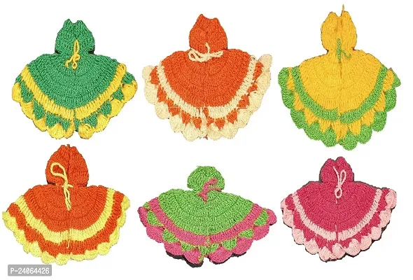 Haridwar Divine  Handmade Winter Woolen Dress with Cap Pack of 6 for Kanha Ji