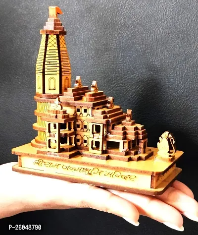 Haridwar Divine Handmade Wooden Shri Ram mandir Ayodhya 3D Wood Tempal for Home Decoration, Office, and Gift ! Full Polished Shri Ram Janmbhoomi Temple 3D Model Ideal for Home Decor and Pooja