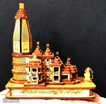 Haridwar Divine Shri Ram Mandir Ayodhya 3D Model Wooden Hand Carved Temple 3.5 inches Decorative Showpiece Wood Temple for Gift Replica Wooden Ideal for Home Decor, Temple and Best Gift