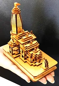 Haridwar Divine Shri Ram Mandir Ayodhya 3D Model Wooden Hand Carved Temple 3.5 inches Decorative Showpiece Wood Temple for Gift Replica Wooden Ideal for Home Decor, Temple and Best Gift-thumb3