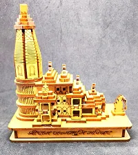 Haridwar Divine Shri Ram Mandir Ayodhya 3D Model Wooden Hand Carved Temple 3.5 inches Decorative Showpiece Wood Temple for Gift Replica Wooden Ideal for Home Decor, Temple and Best Gift-thumb1