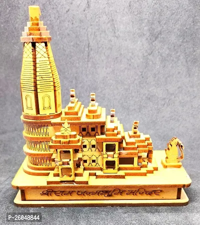 Haridwar Divine Shri Ram Mandir Ayodhya 3D Model Wooden Hand Carved Temple 3.5 inches Decorative Showpiece Wood Temple for Gift Replica Wooden Ideal for Home Decor, Temple and Best Gift-thumb2