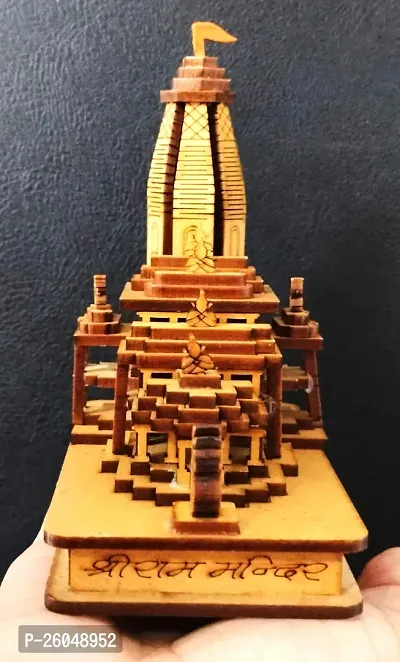 Haridwar Divine Shri Ram Mandir Ayodhya 3D Model Wooden Hand Carved Temple Decorative Showpiece Wood Temple for Gift-thumb0