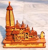 Haridwar Divine  Shri Ram Mandir Ayodhya 3D Model Wooden Hand Carved Temple 5.5 inches Decorative Showpiece Wood Temple for Gift-thumb2