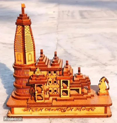 Haridwar Divine  Shri Ram Mandir Ayodhya 3D Model Wooden Hand Carved Temple 5.5 inches Decorative Showpiece Wood Temple for Gift-thumb3
