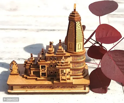 Haridwar Divine Handmade Wooden Shri Ram mandir Ayodhya 3D Wood Tempal for Home Decoration, Office, and Gift ! Full Polished Shri Ram Janmbhoomi Temple 3D Model Ideal for Home Decor and Pooja-thumb3