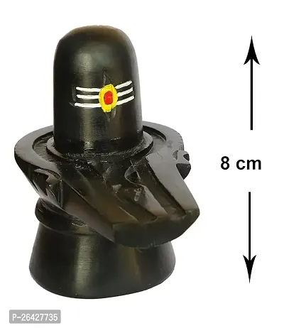 Haridwar Divine Handcrafted Shivling Idol - Hand Painted Stone Sculpture with Tilak - Black 1 Piece for Temple Pooja Home-thumb3